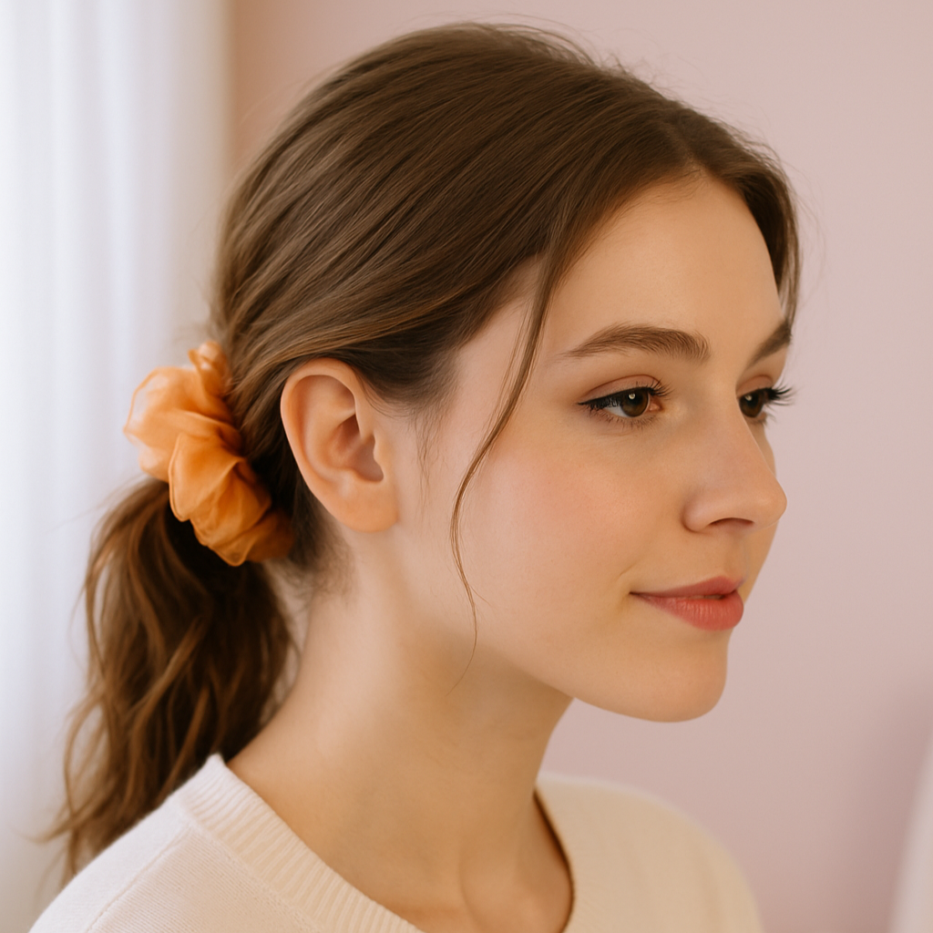 Peach Fizz Mesh Scrunchie 🍑
