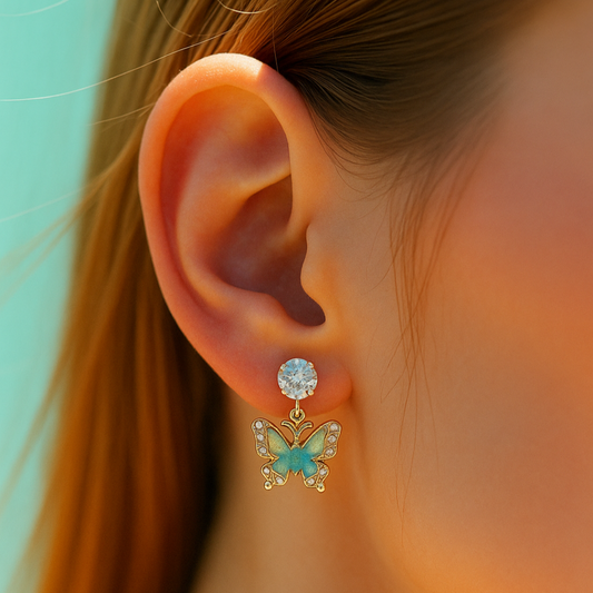 Butterfly Sparkle Studs Earring (Blue)
