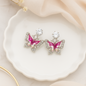 Butterfly Sparkle Studs Earring (Pink)