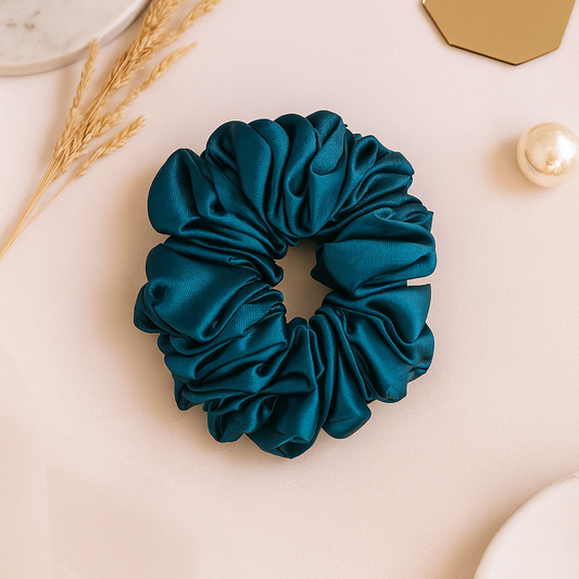 Midnight Teal Satin Scrunchie 💙