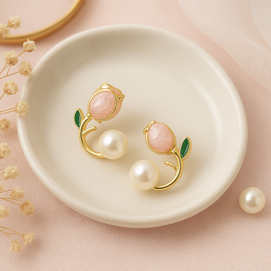 Rosebud Pearl Earrings