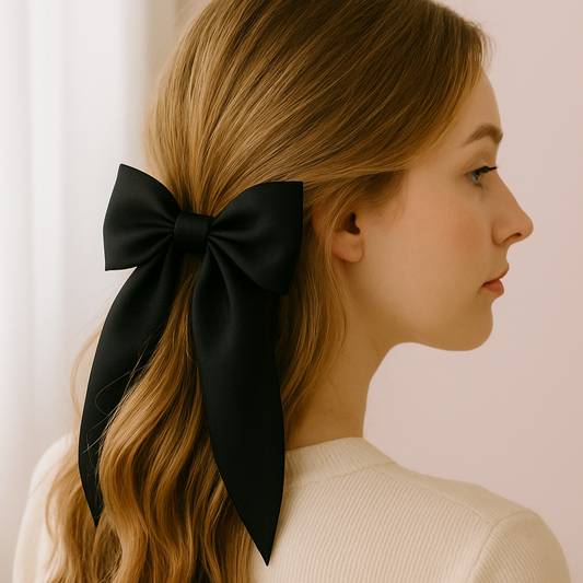 Pitch Black Elegance Hair Bow 🖤