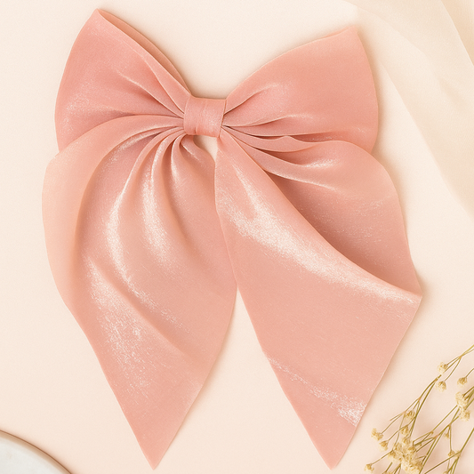 Blush Pink Organza Hair Bow