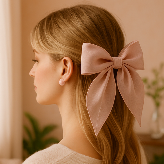 Blush Pink Organza Hair Bow