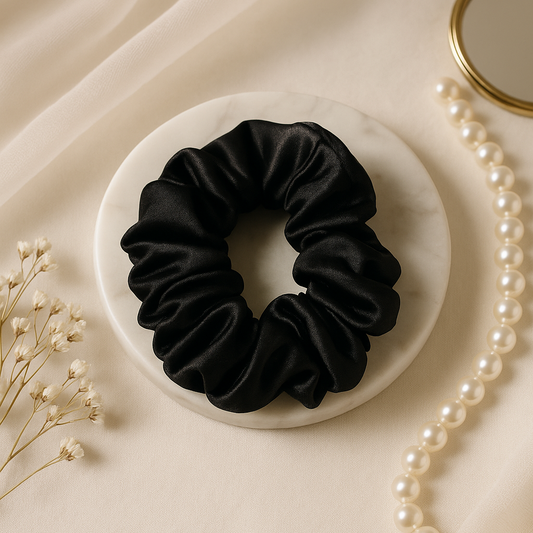 Midnight Black Satin Scrunchie 🖤