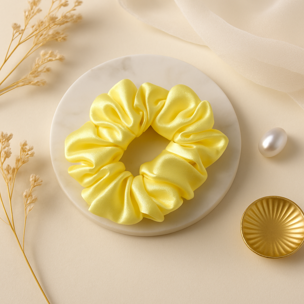 Sunshine Yellow Satin Scrunchie