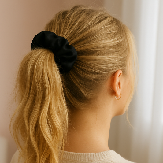 Midnight Black Satin Scrunchie 🖤