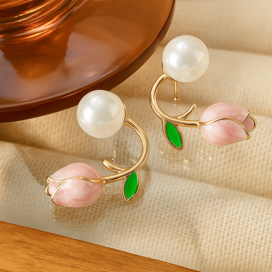 Rosebud Pearl Earrings