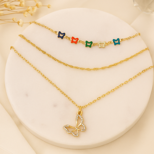 Butterfly Babe Layered Necklace Set 💫