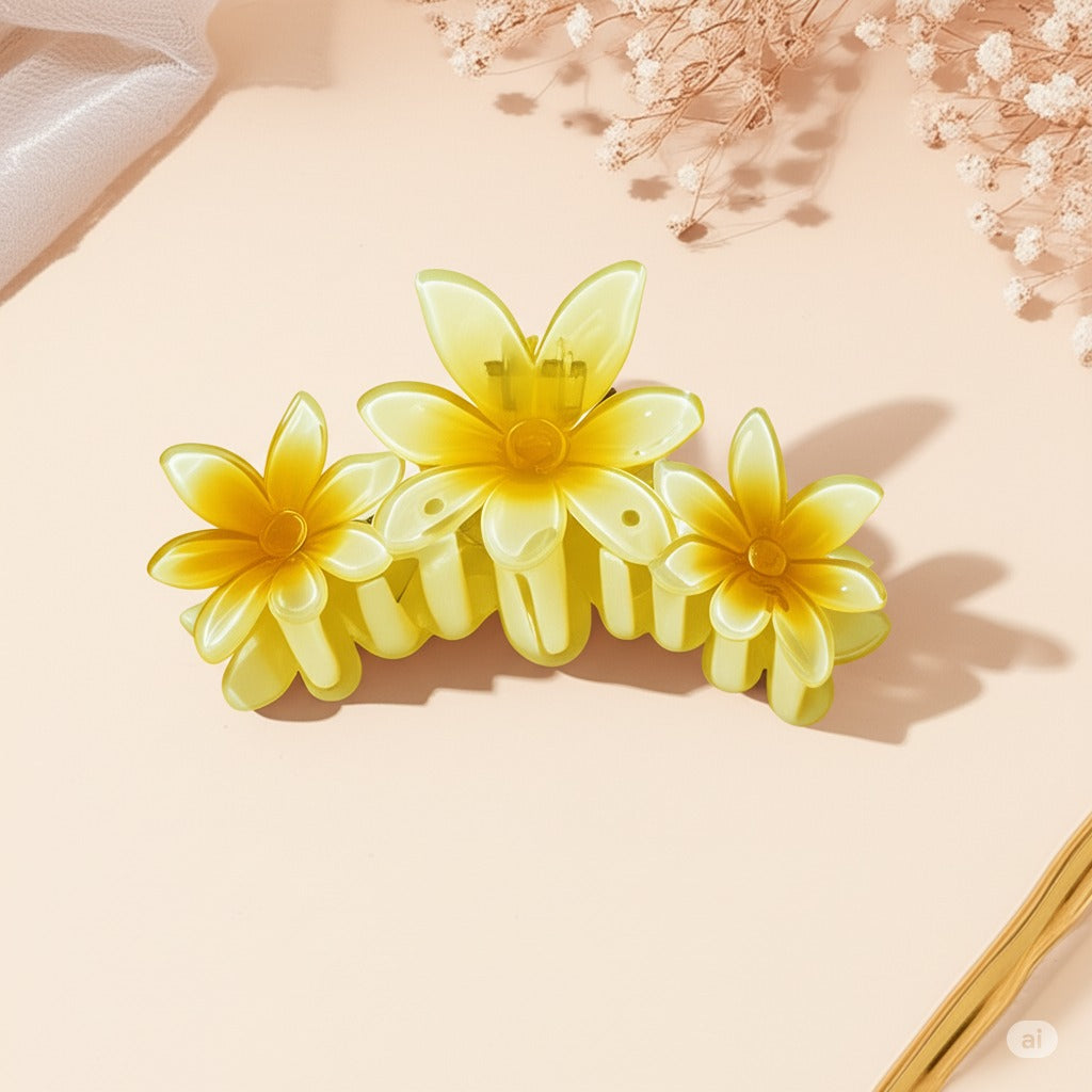 Flower Power Claw Clip – Golden Glow Edition ✨