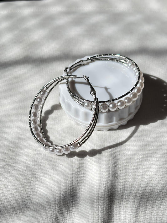 Pearl hoops 🤍