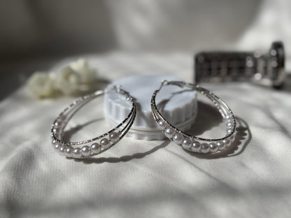 Pearl hoops 🤍